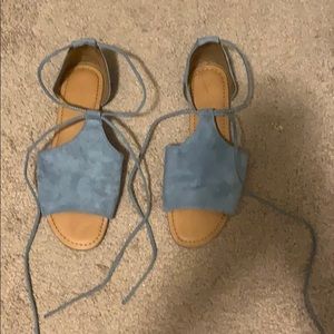 Blue lace up sandals
